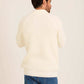 Men Mock Neck Pullover with Buttons Off White