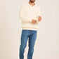 Men Mock Neck Pullover with Buttons Off White