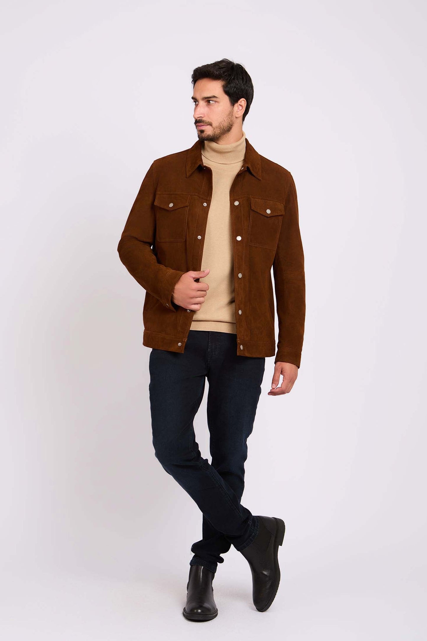 Men Regular Fit Jacket Brown