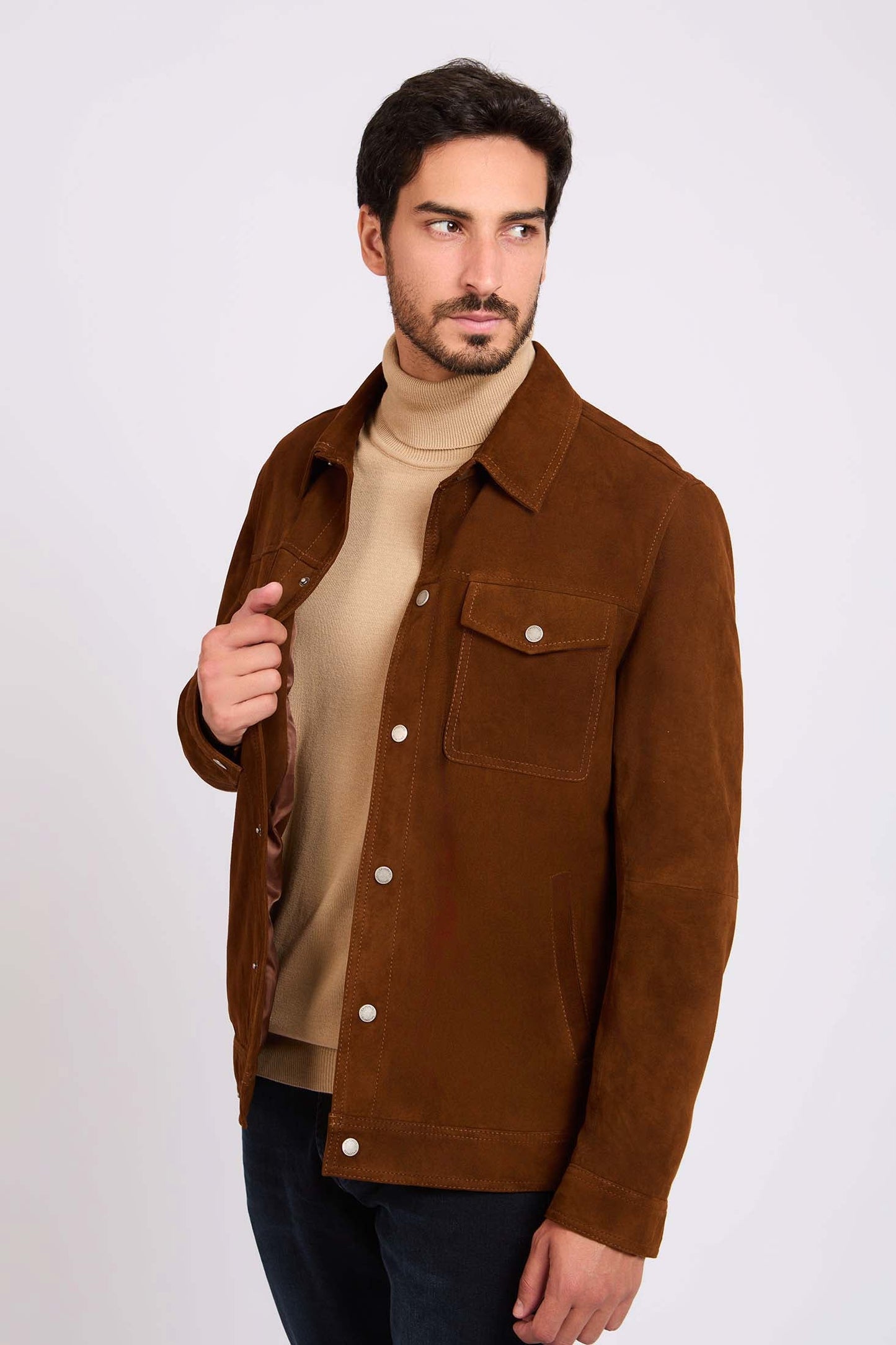 Men Regular Fit Jacket Brown