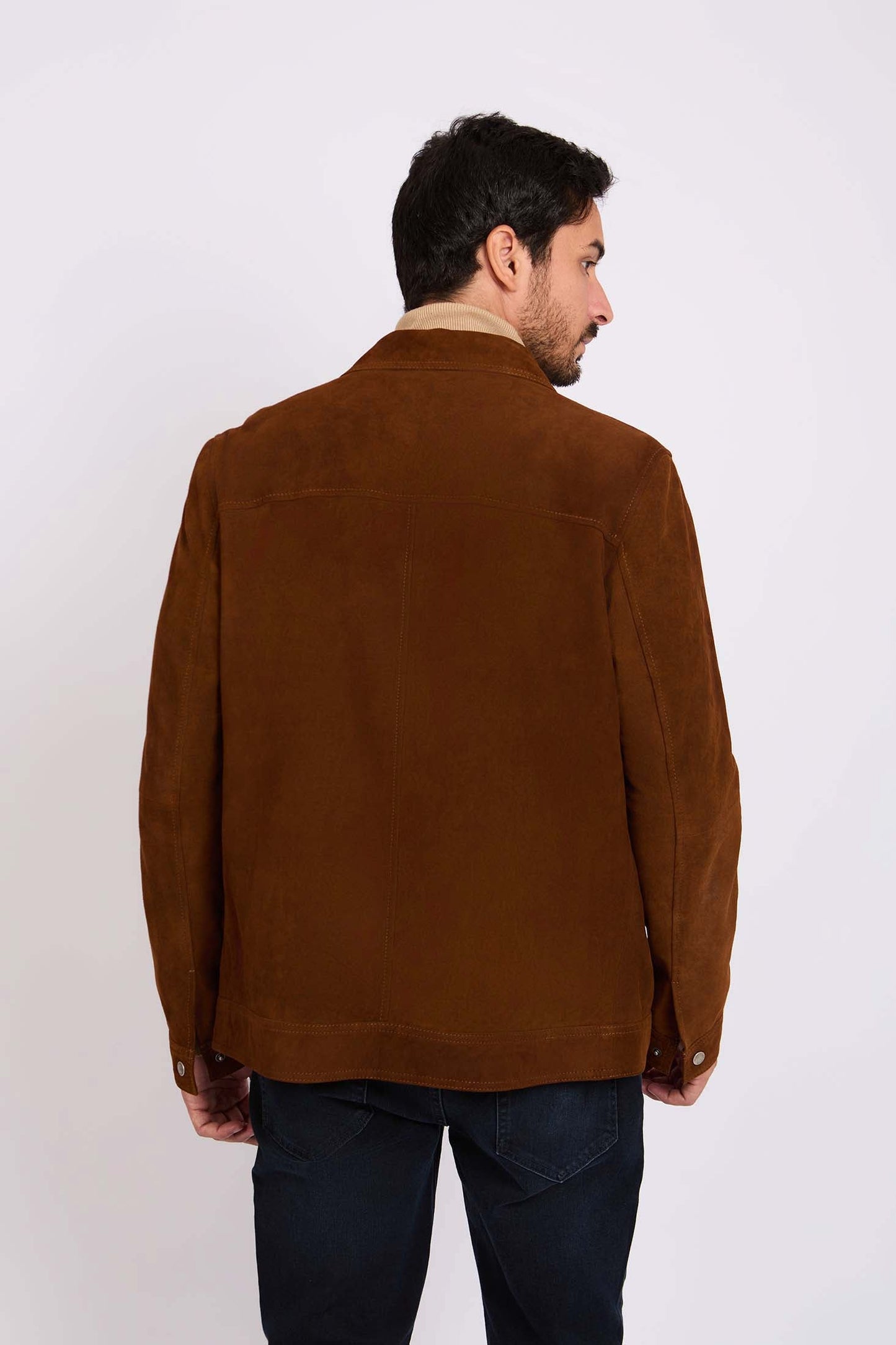 Men Regular Fit Jacket Brown