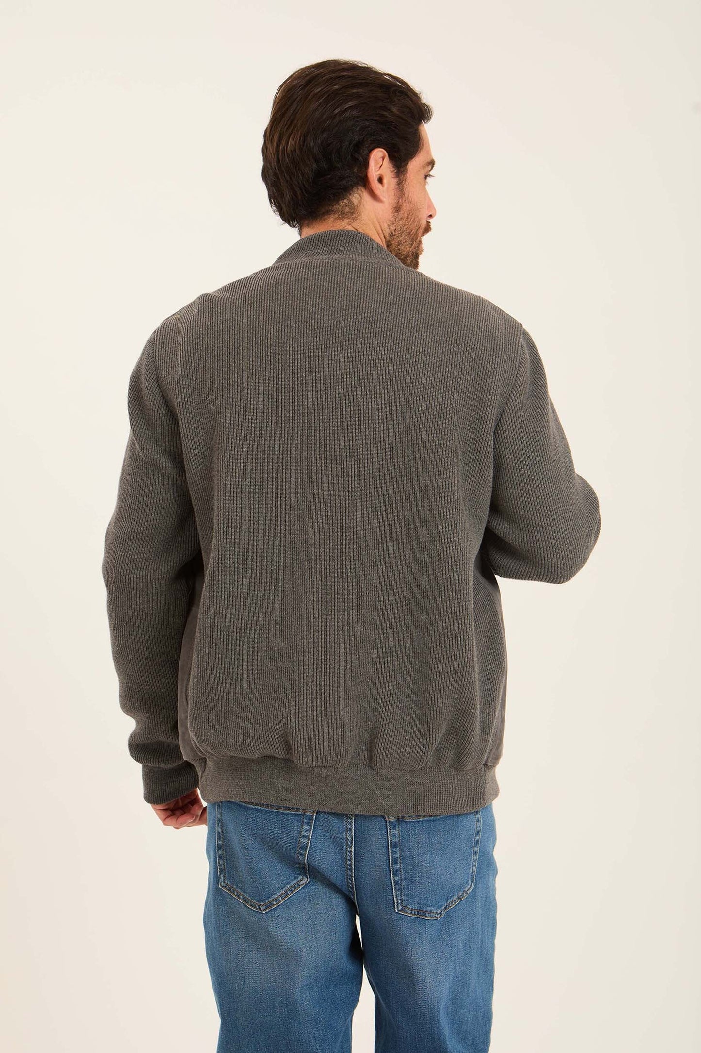 Men Suede Genuine Leather Jacket Grey