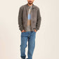 Men Suede Genuine Leather Jacket Grey