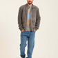 Men Suede Genuine Leather Jacket Grey