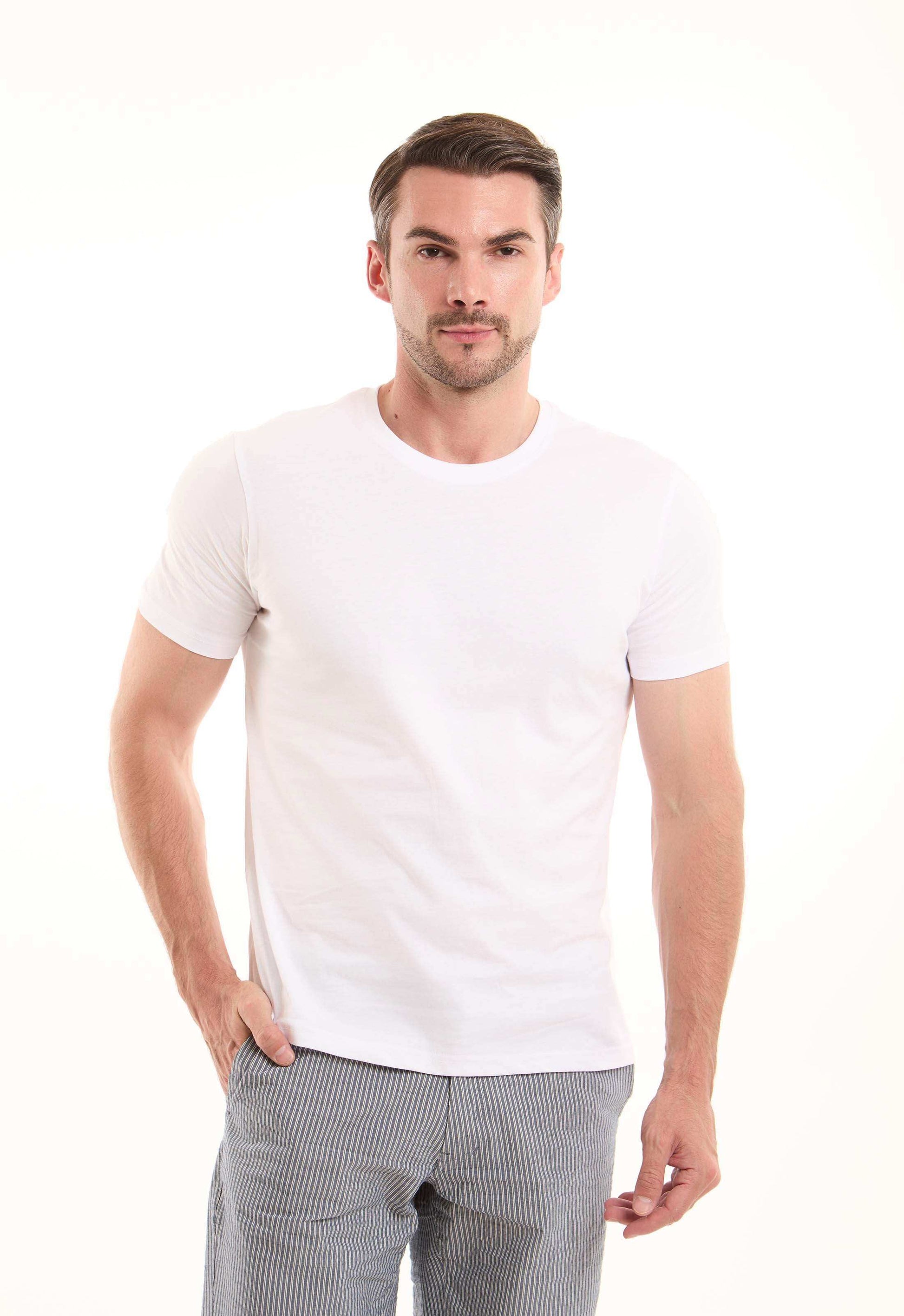 Crew Neck Solid Basic Tee
