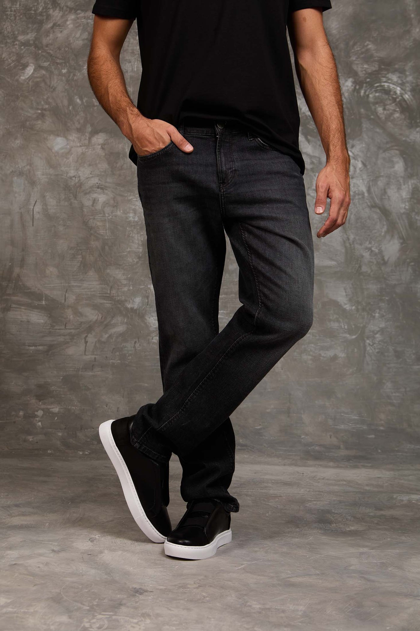 Men Straight Leg  Denim - Dark Grey