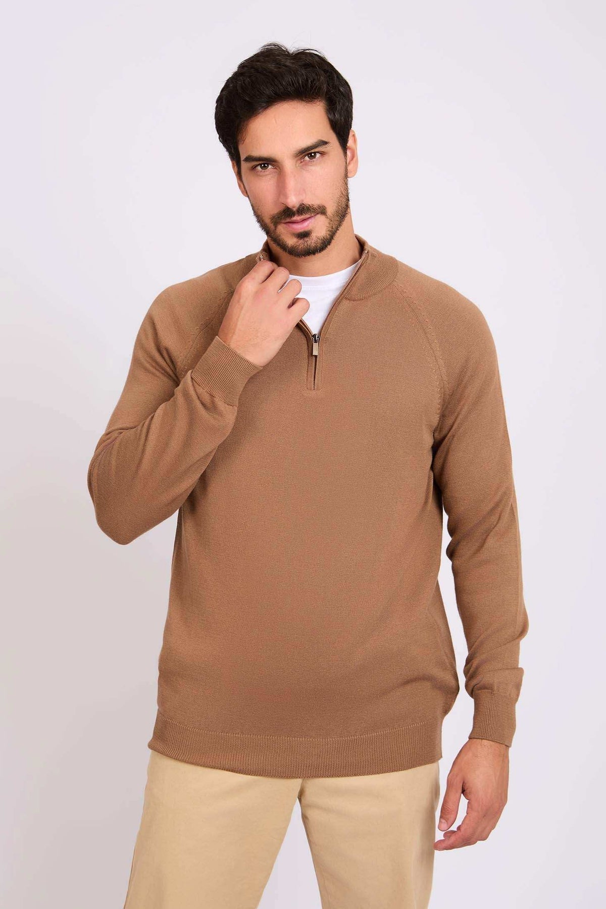Regular Fit Solid Classic Zipped Sweater