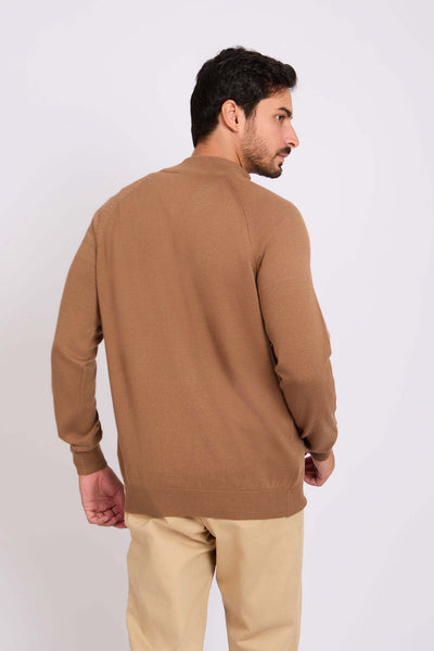 Men Quarter Zip Pullover - Brown