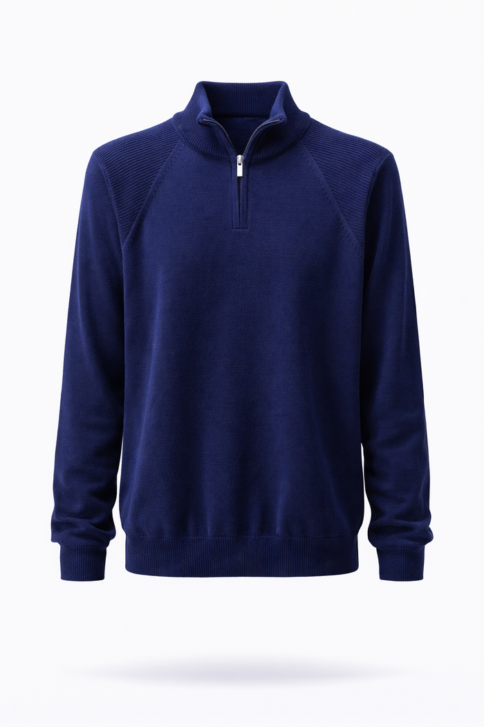 Regular Fit Solid Classic Zipped Sweater
