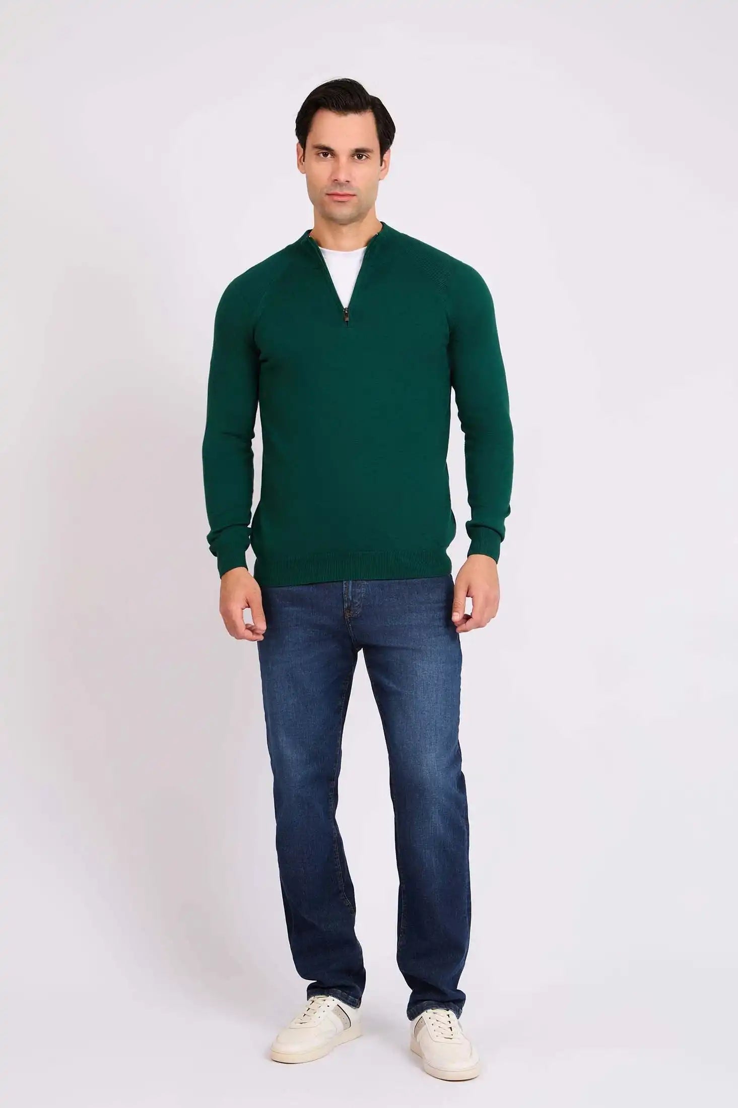 Men Regular Fit Pullover Green