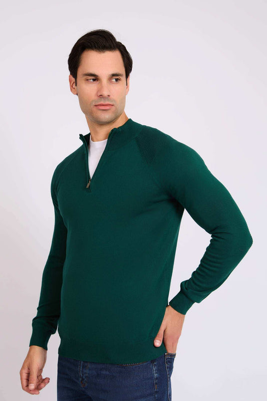 Men Regular Fit Pullover Green