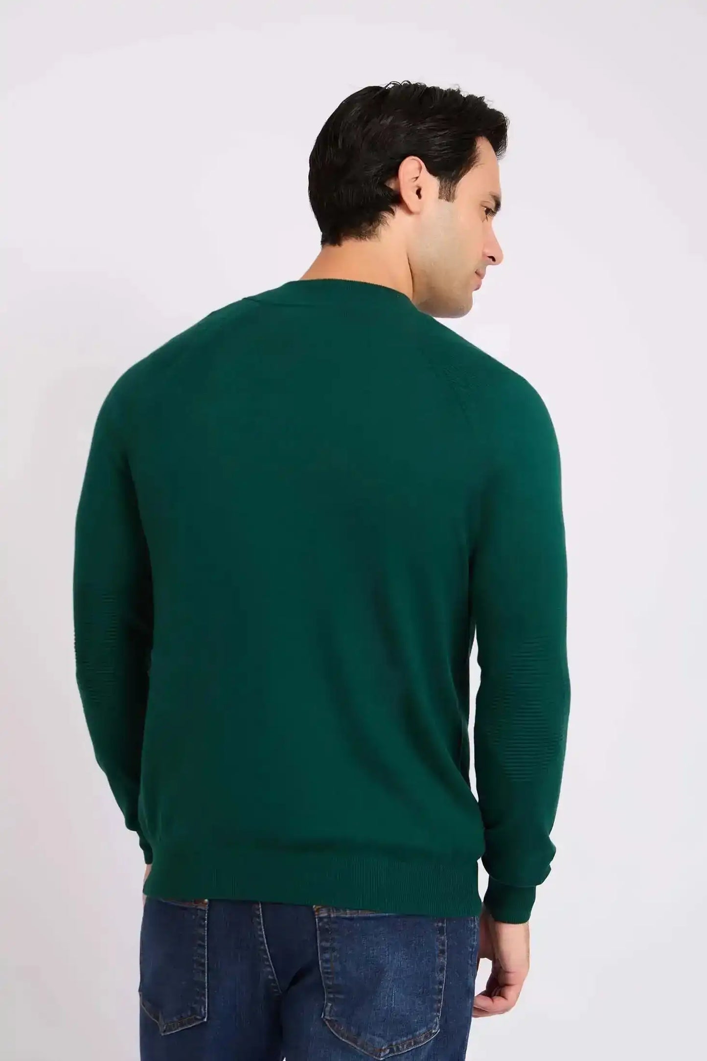 Men Regular Fit Pullover Green