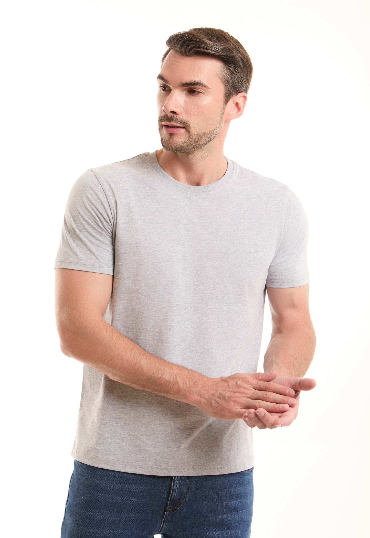 Crew Neck Solid Basic Tee