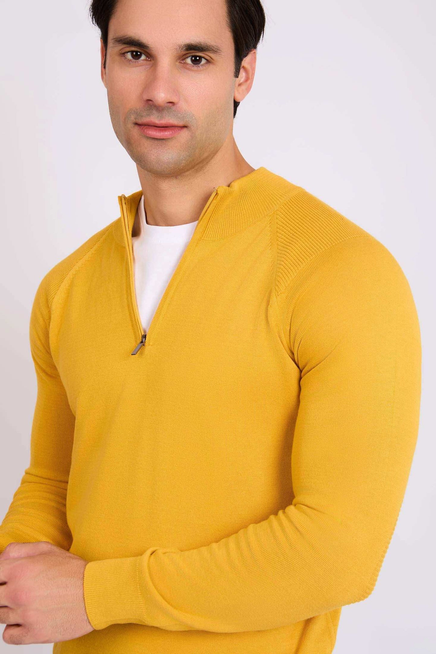 Men Regular Fit Pullover Yellow