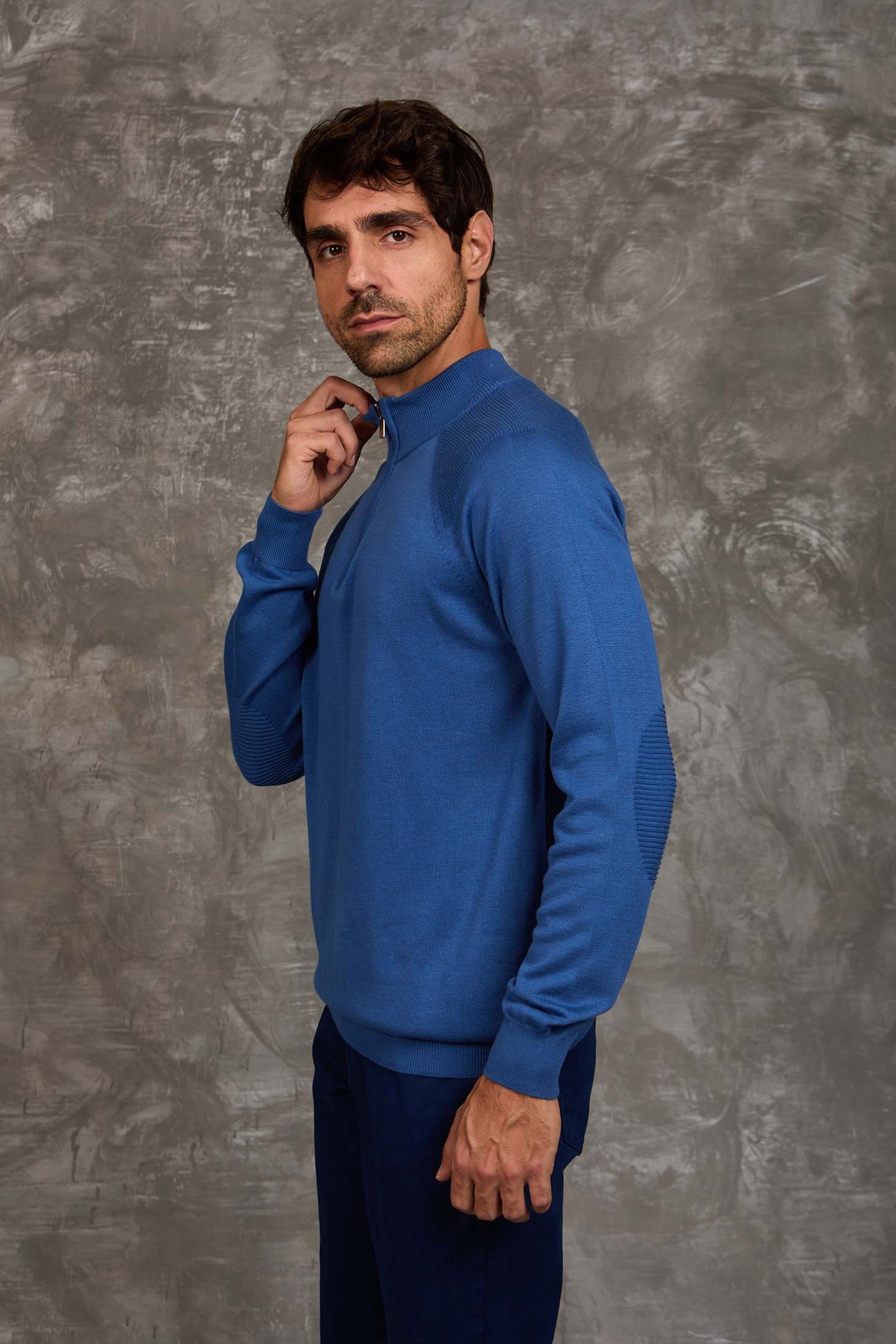 Men Regular Fit Pullover Blue