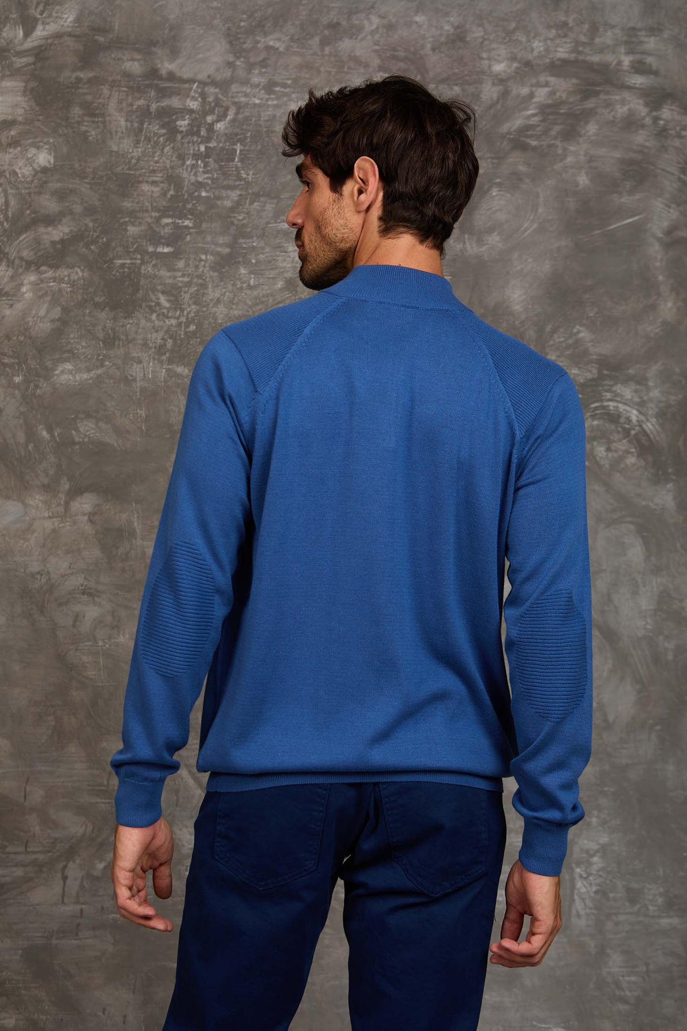 Men Quarter Zip Pullover - Blue