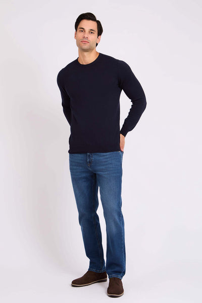 Men Crew Neck Pullover - Dark Navy