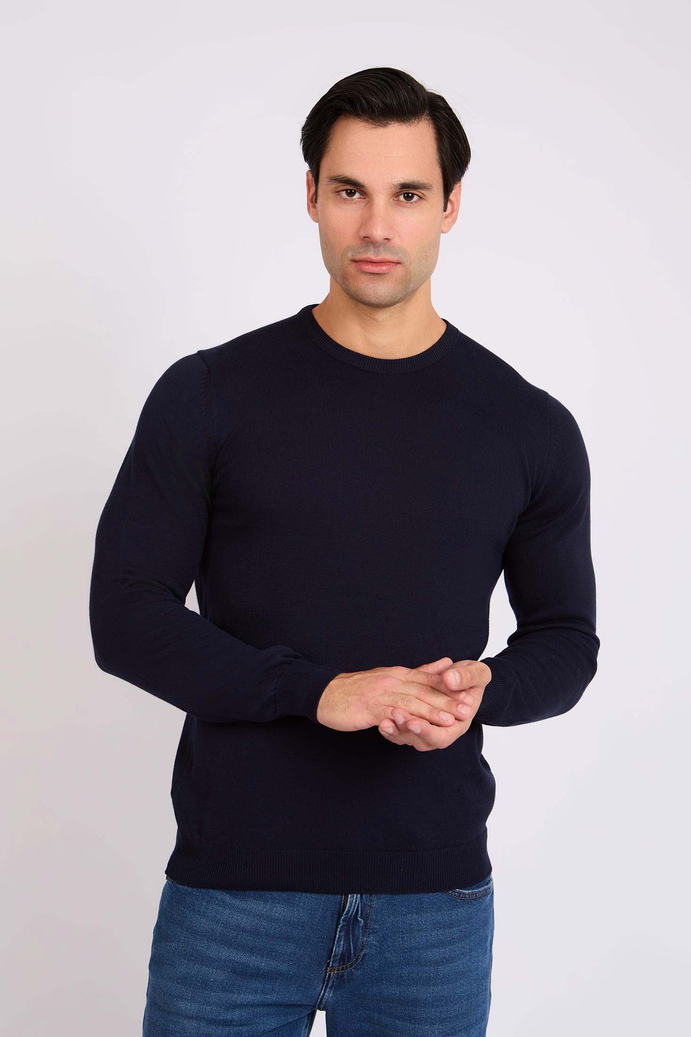 Men Crew Neck Pullover - Dark Navy