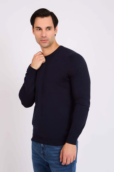 Men Crew Neck Pullover - Dark Navy