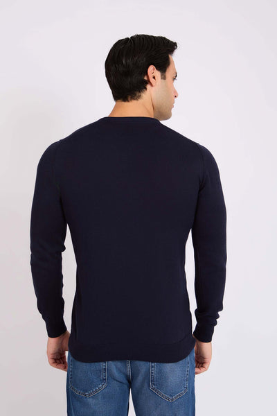 Men Crew Neck Pullover - Dark Navy