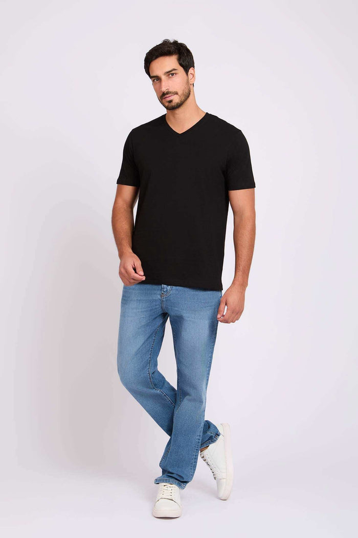 Light Blue Straight-Fit Cotton Jeans