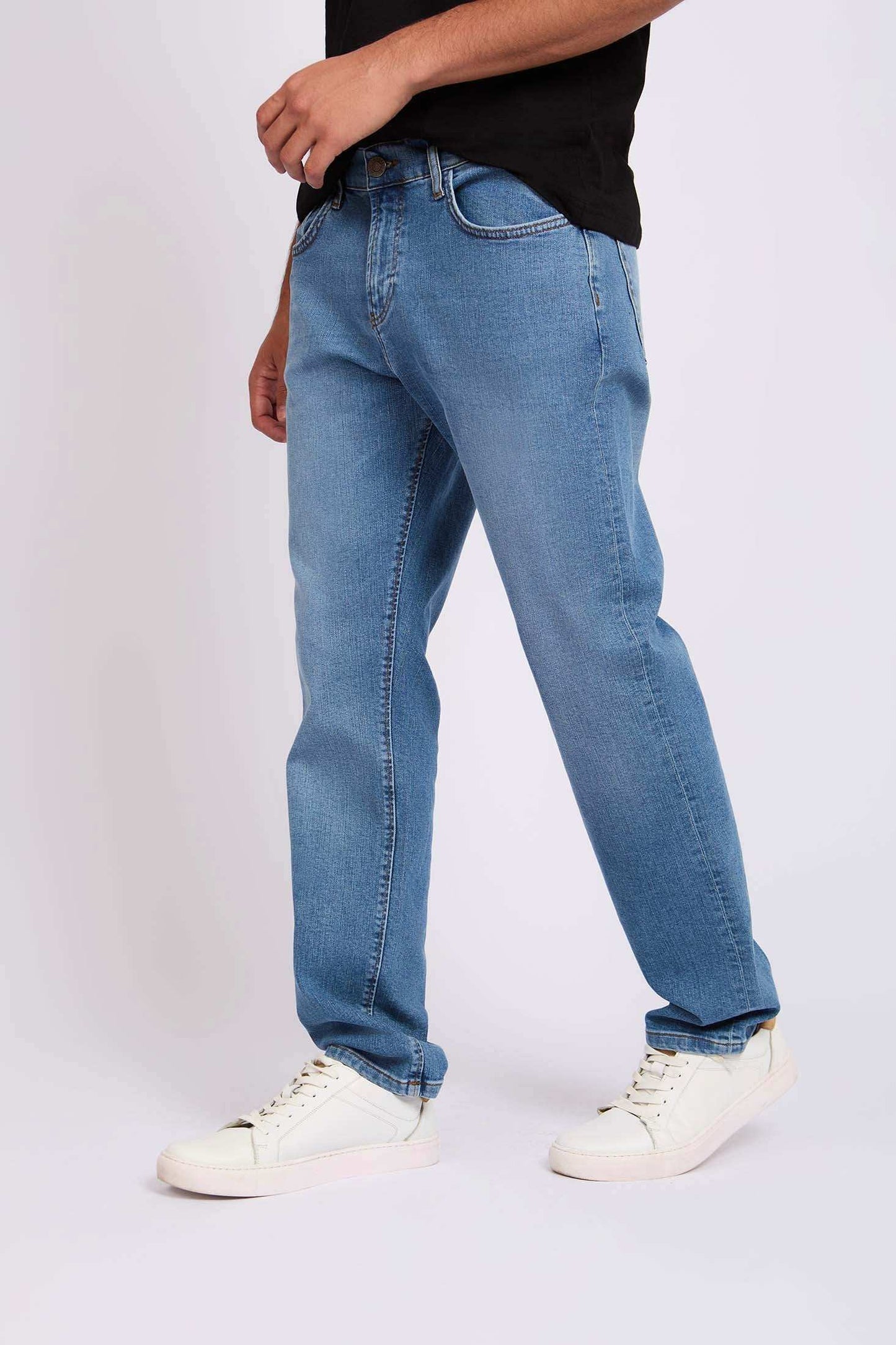 Light Blue Straight-Fit Cotton Jeans