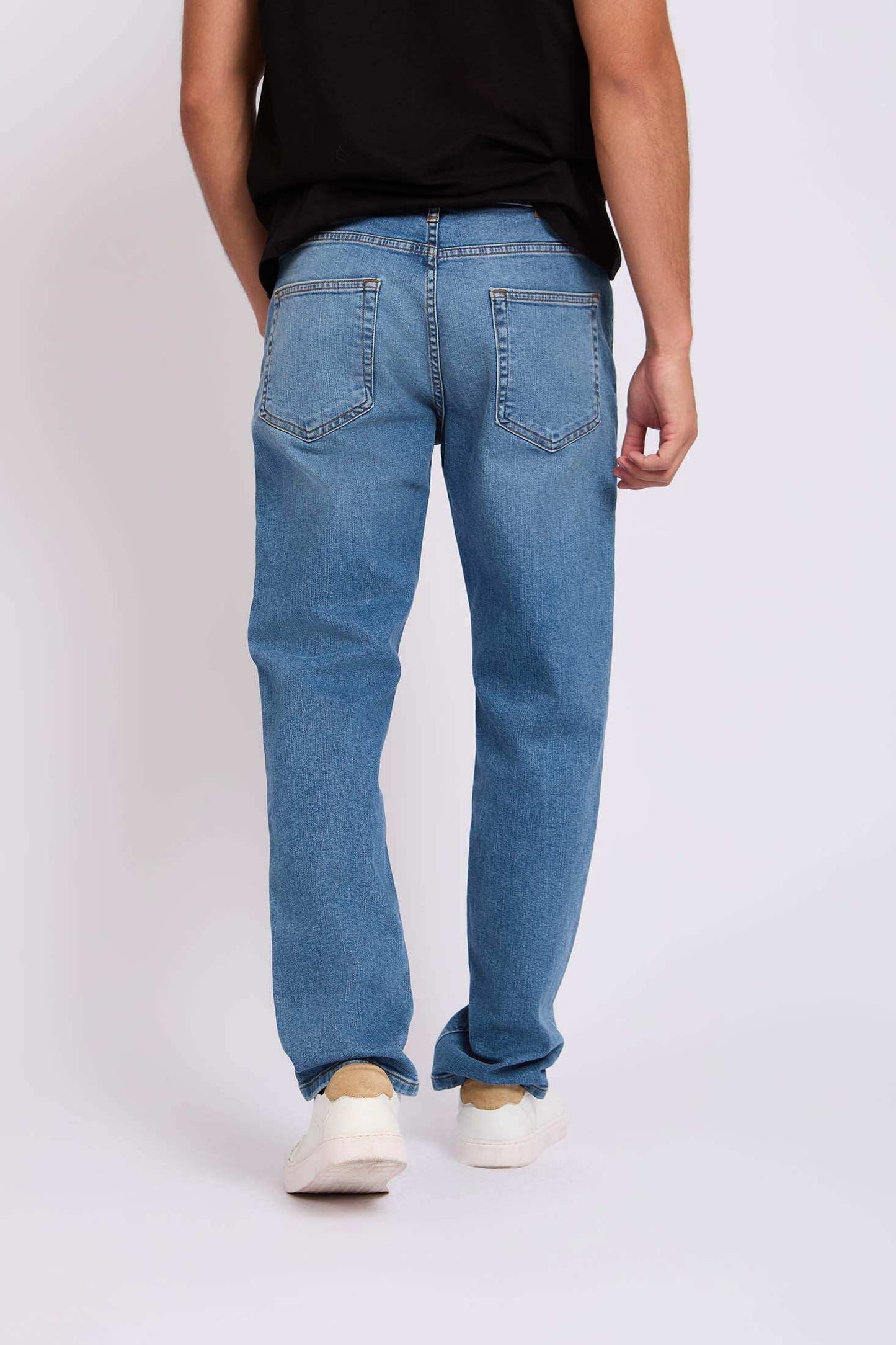 Light Blue Straight-Fit Cotton Jeans
