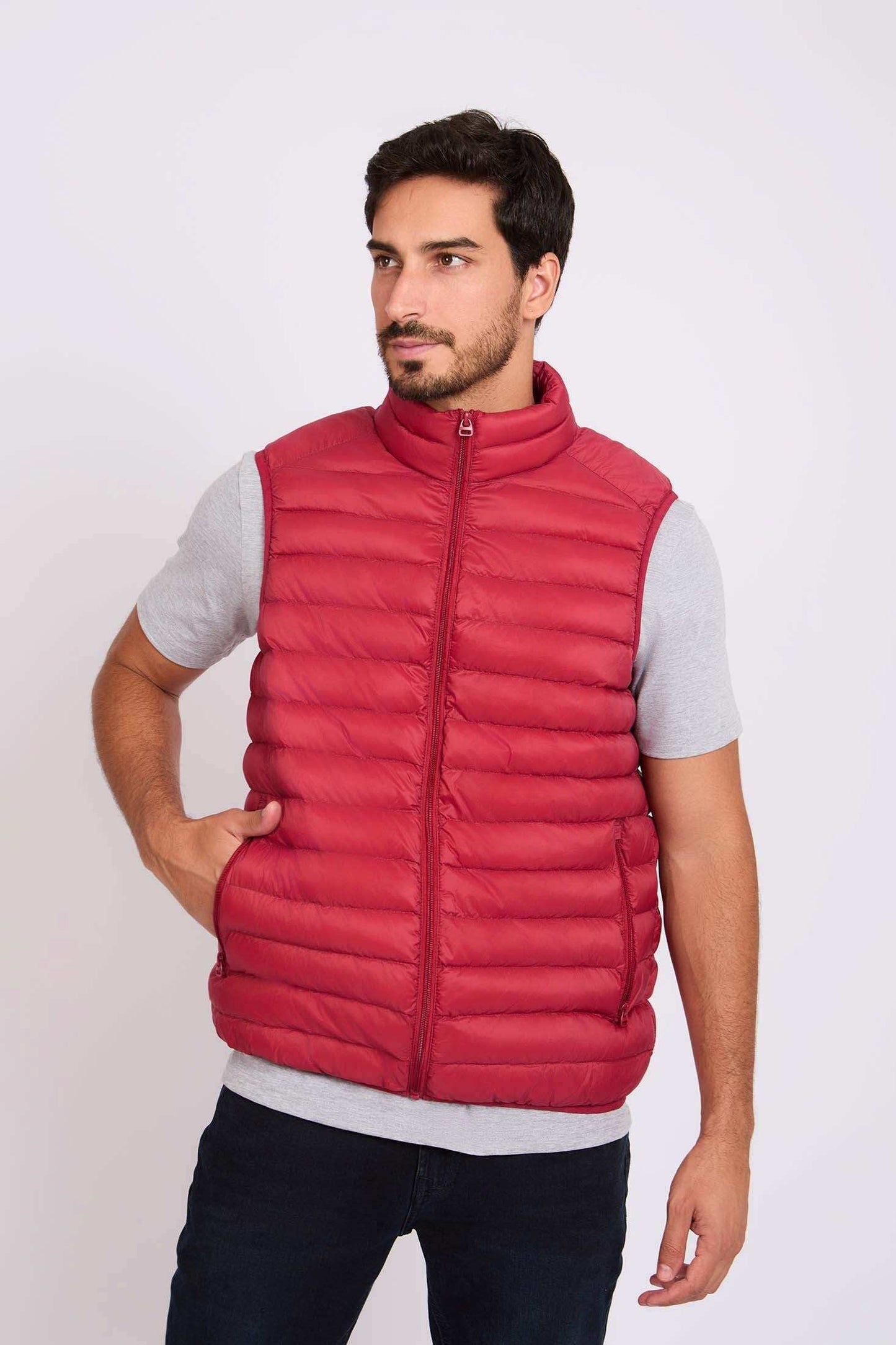 Men Regular Fit Vest Red