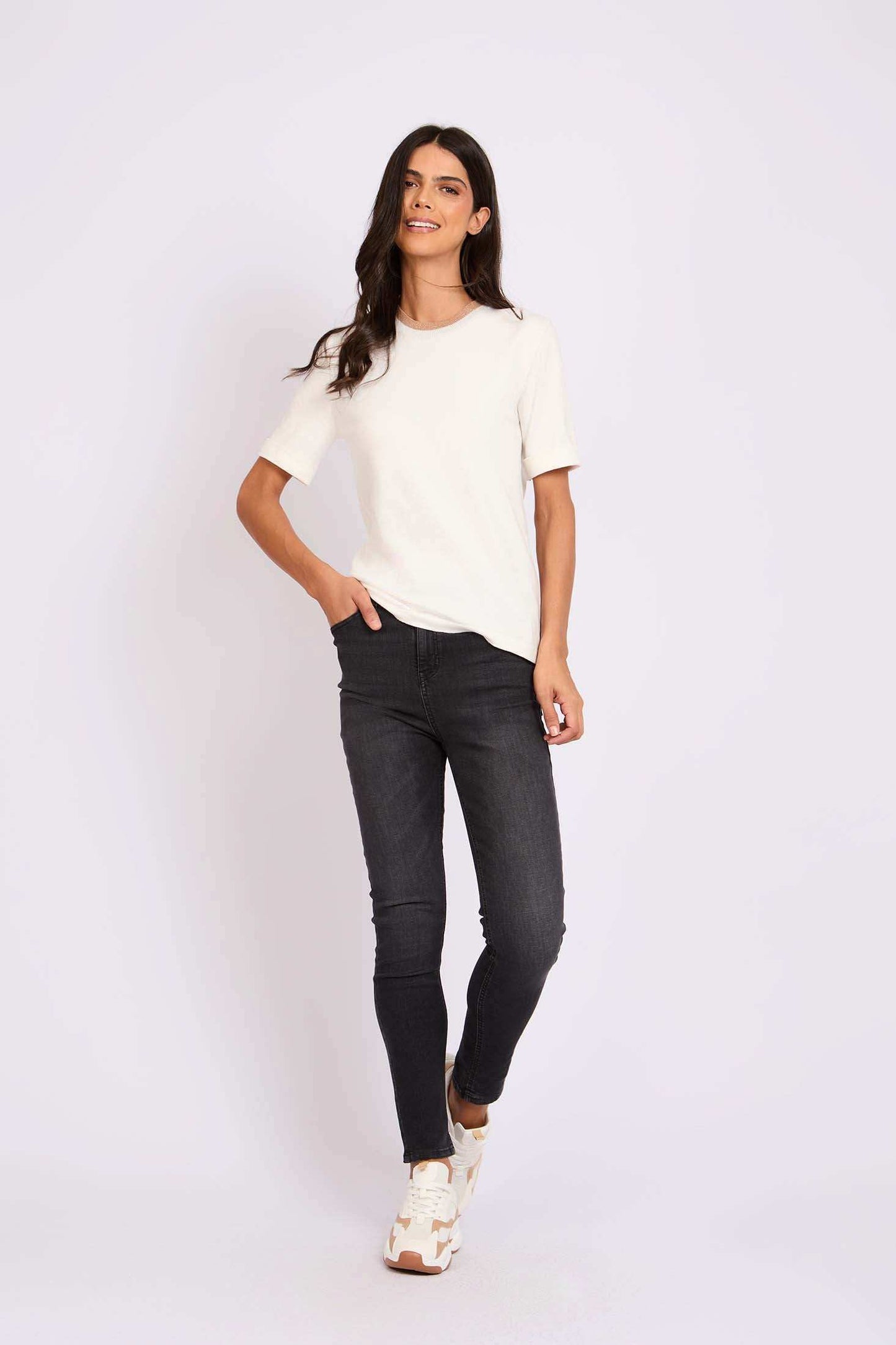 Women Regular Fit T-Shirt Off White
