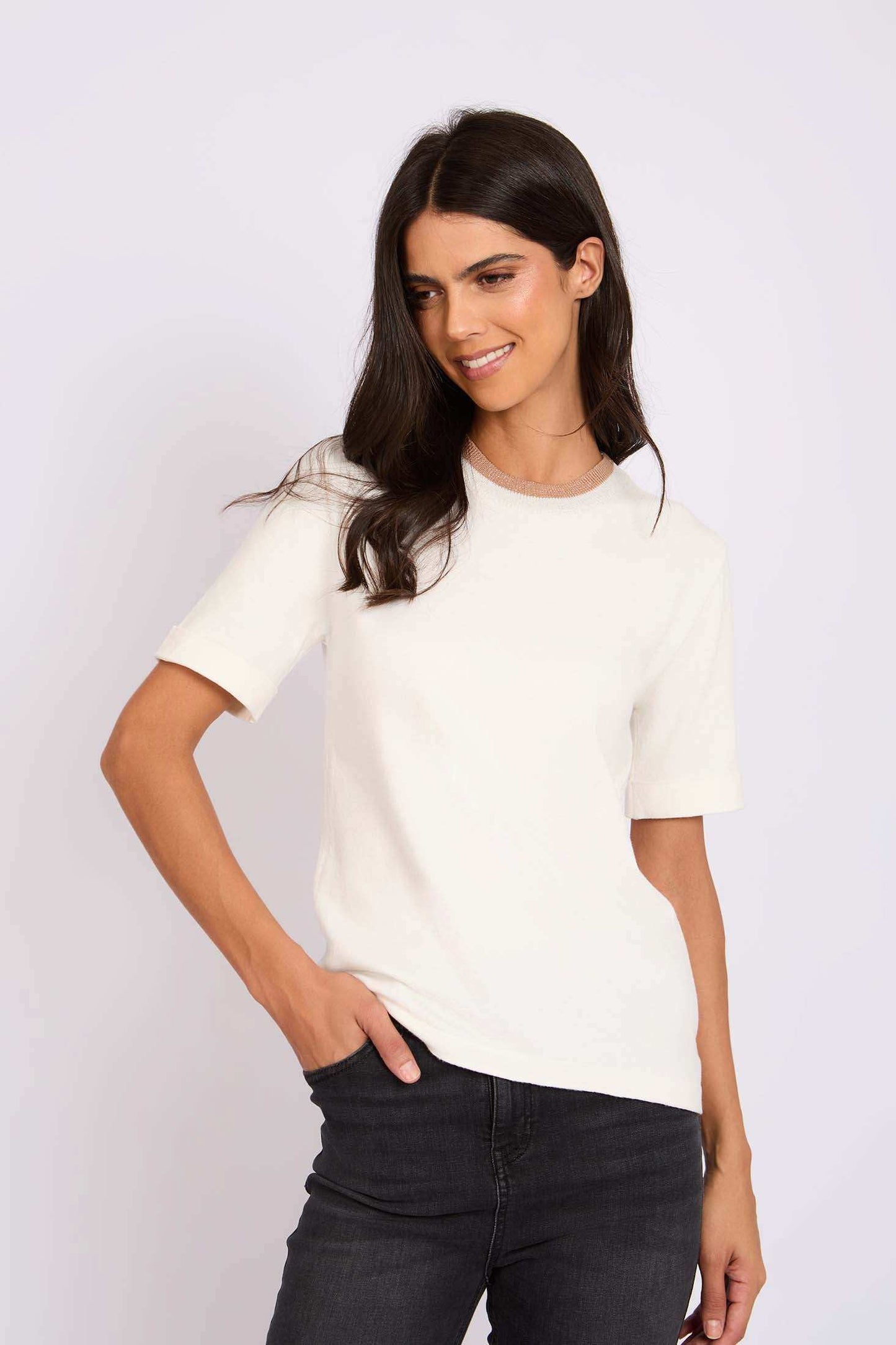 Women Regular Fit T-Shirt Off White