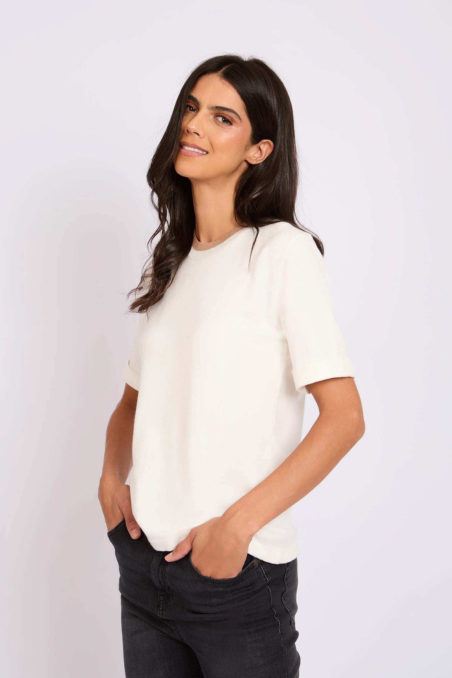 Women Regular Fit T-Shirt Off White