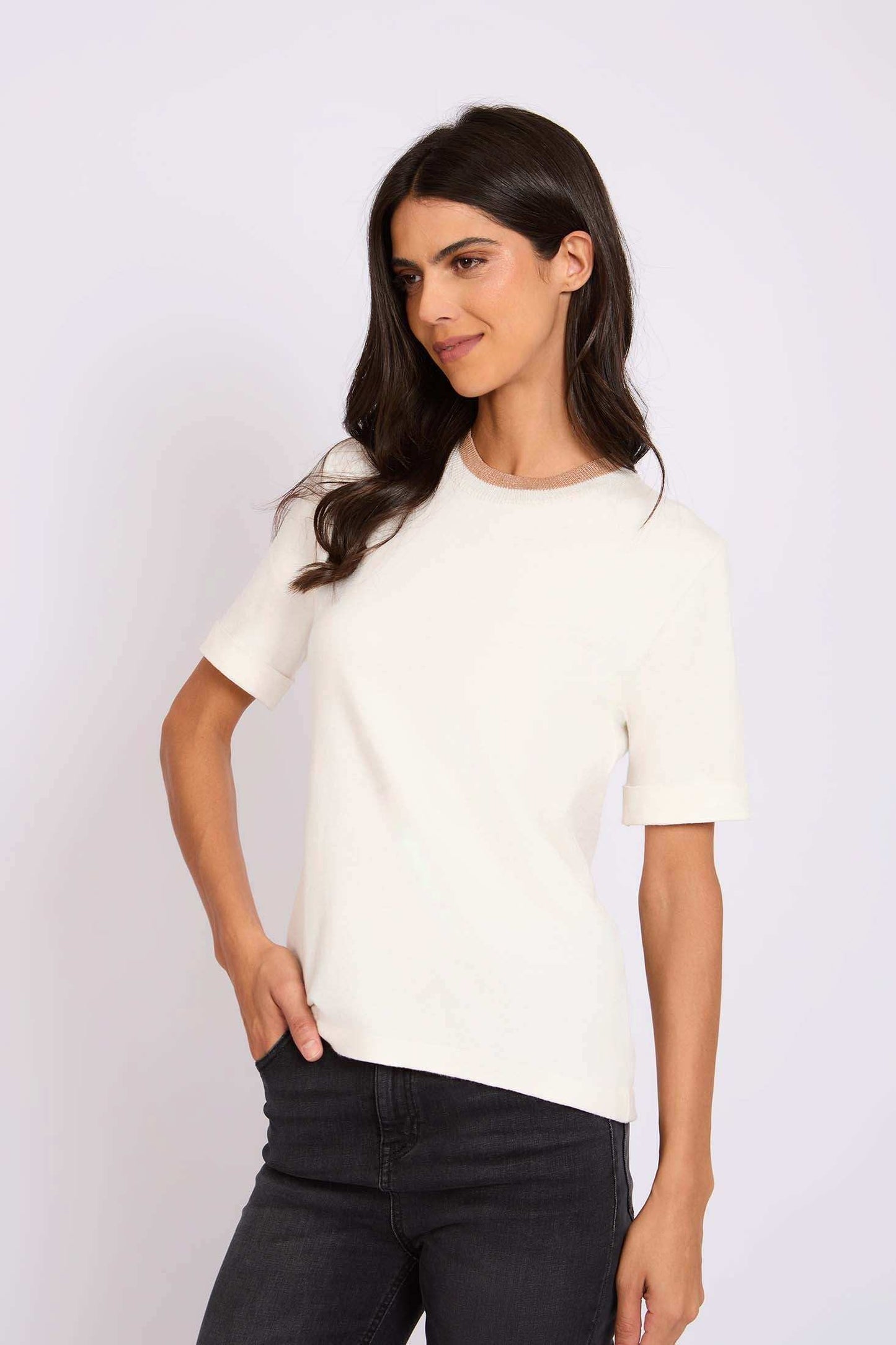 Women Regular Fit T-Shirt Off White