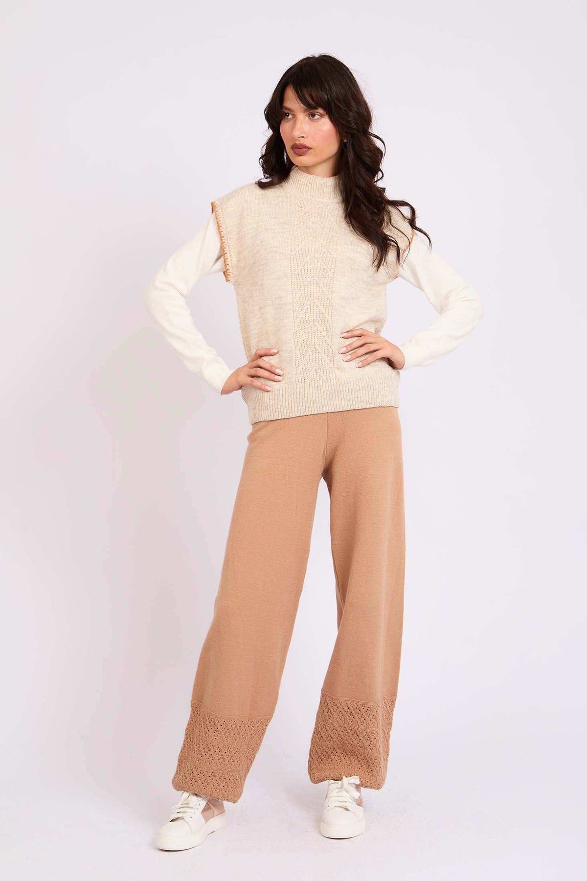 Women Regular Fit Vest Brown
