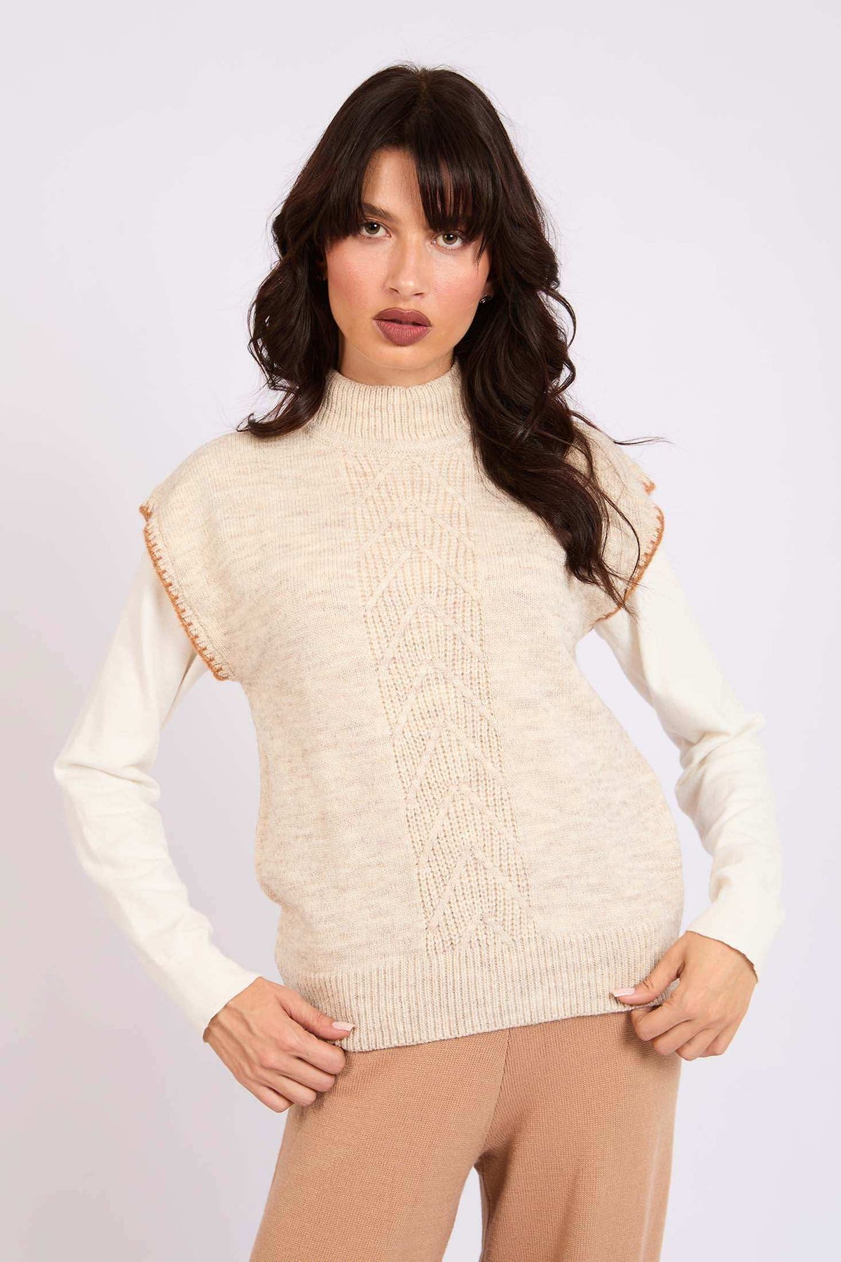 Women Regular Fit Vest Brown