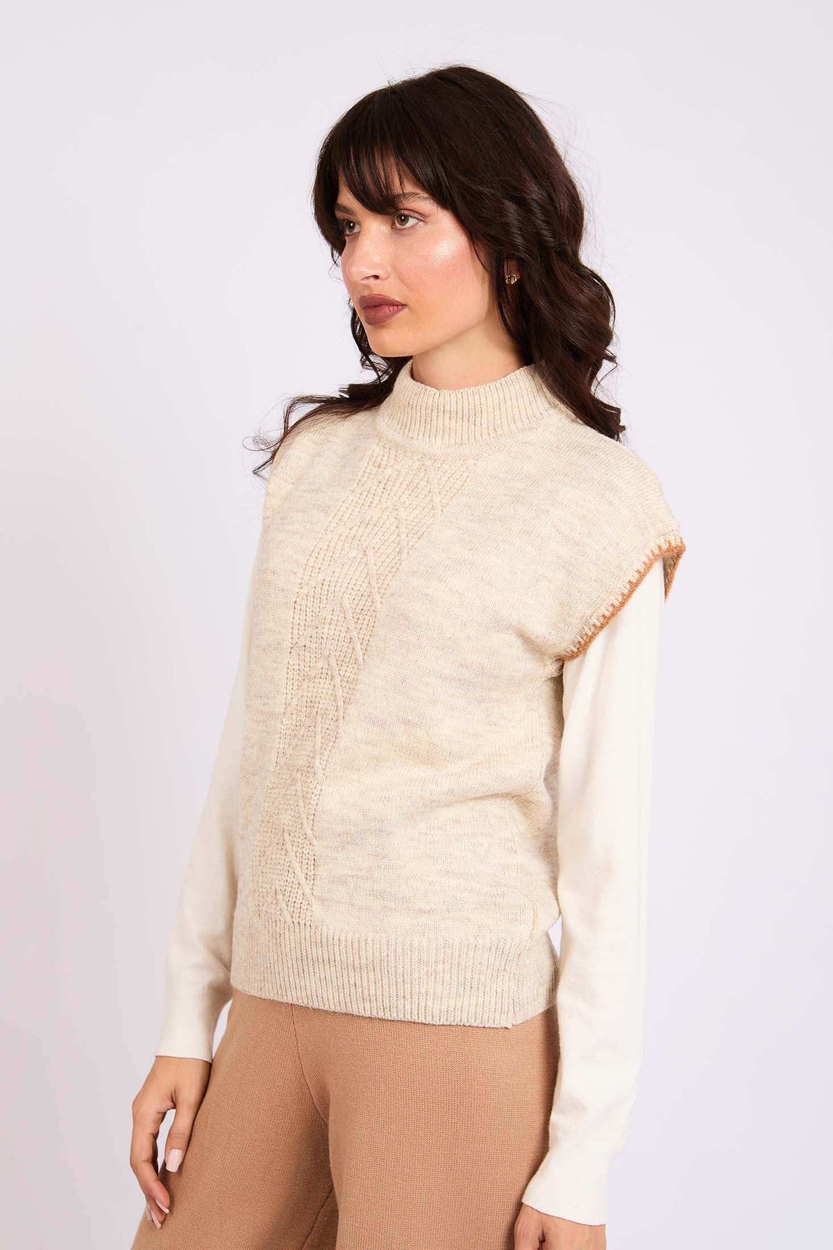 Women Regular Fit Vest Brown