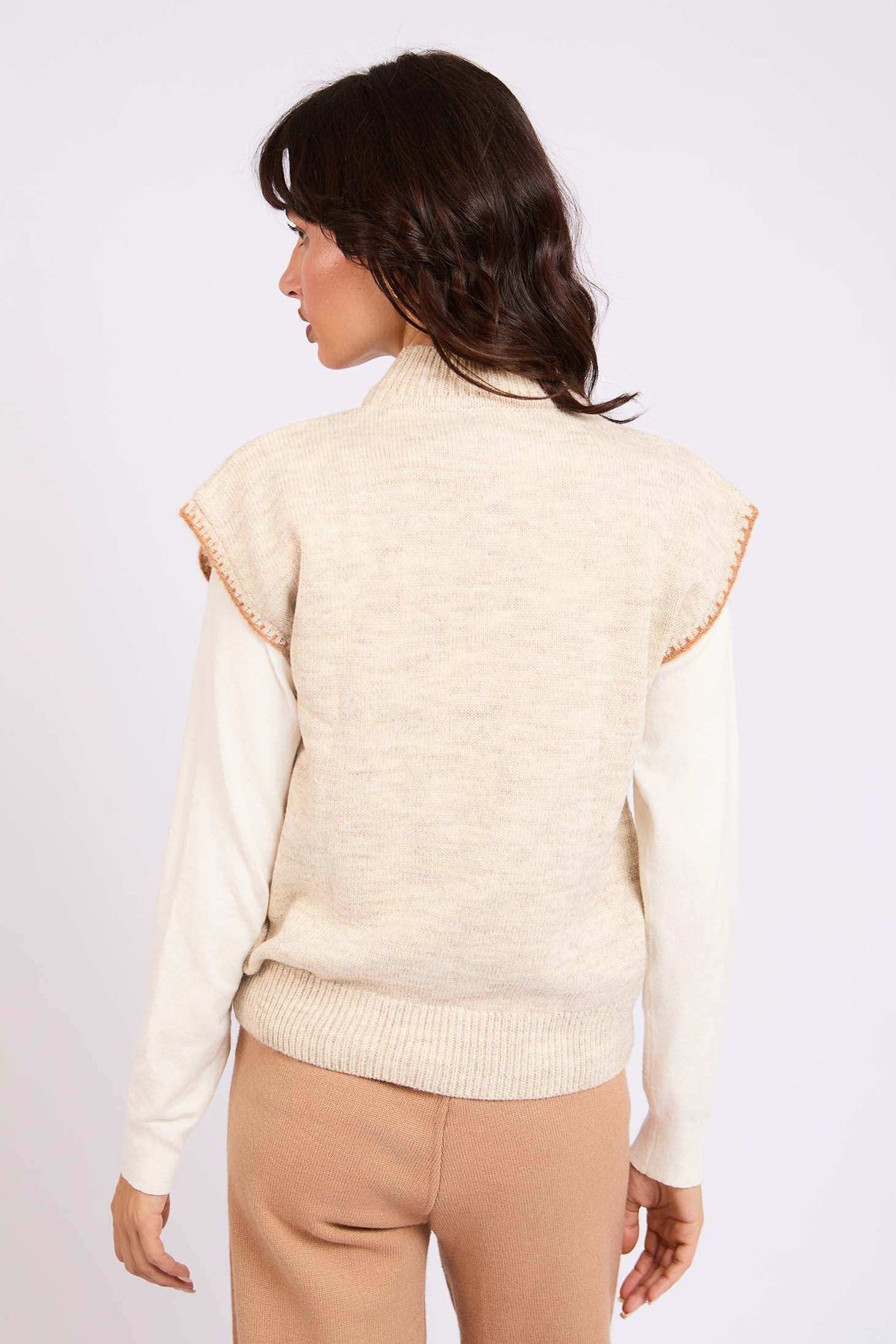 Women Regular Fit Vest Brown