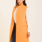 Women Long Double Breasted Vest Orange