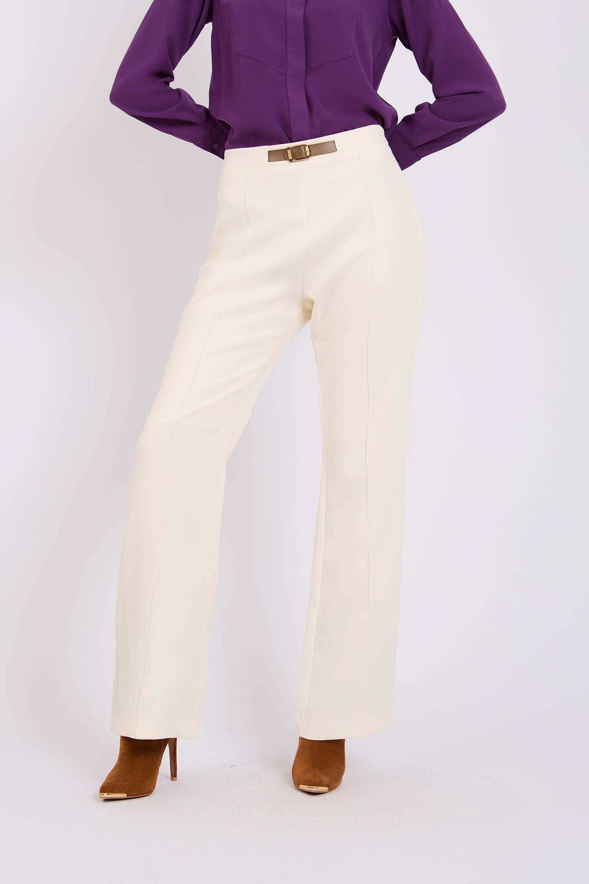 Women Regular Fit Pants Sugar Off White