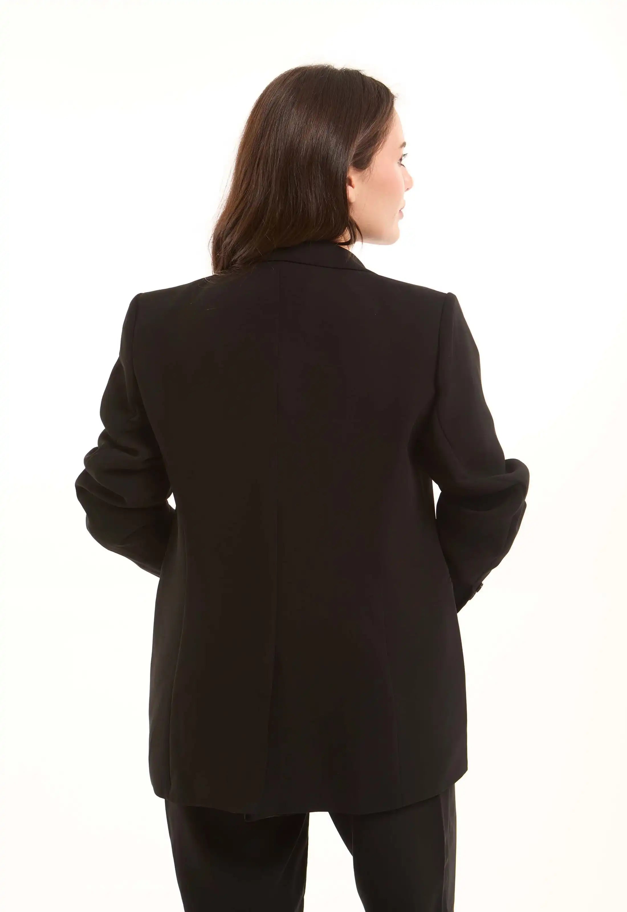 Structured Tailored Polyester Blazer Jacket