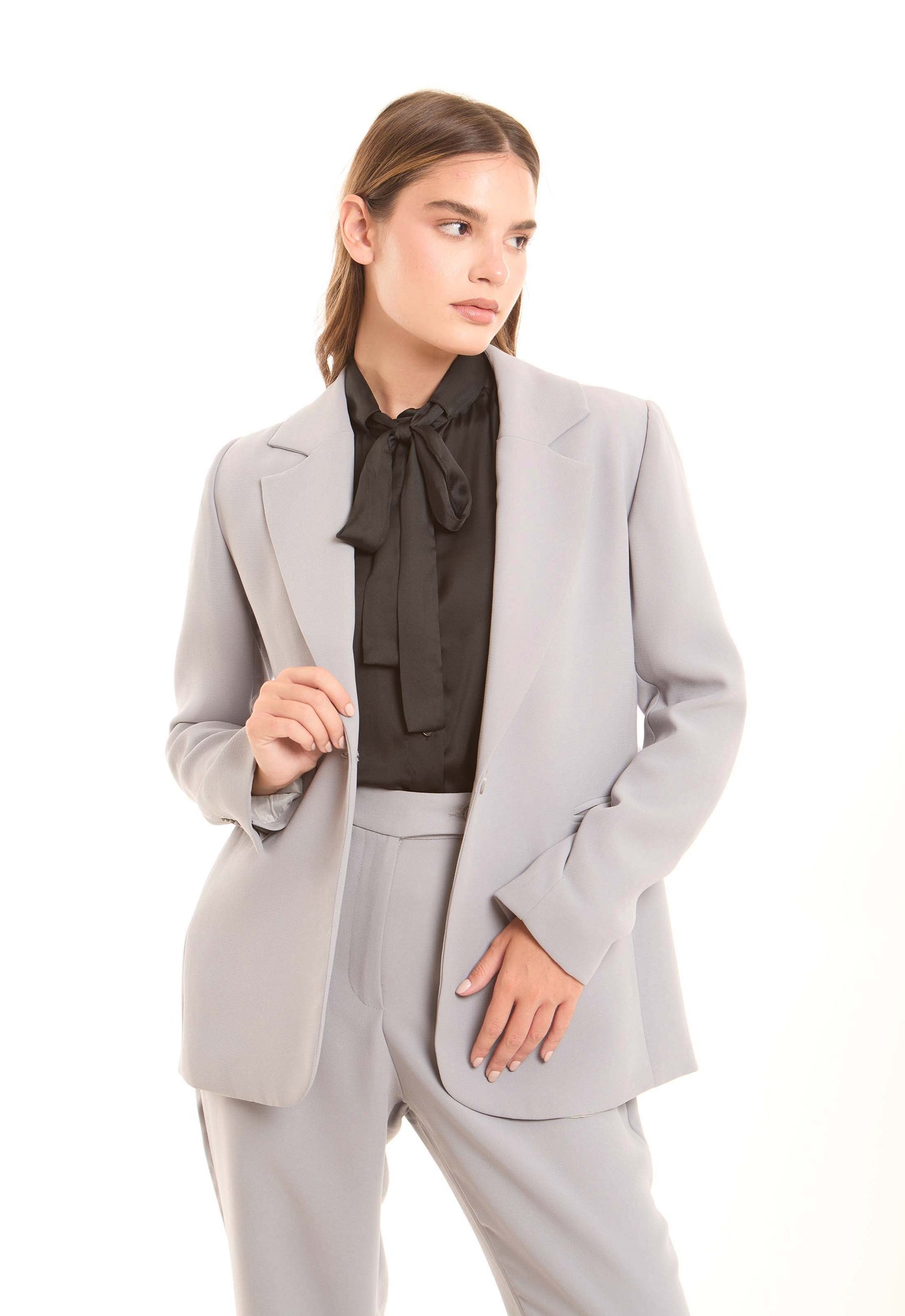Structured Tailored Polyester Blazer Jacket