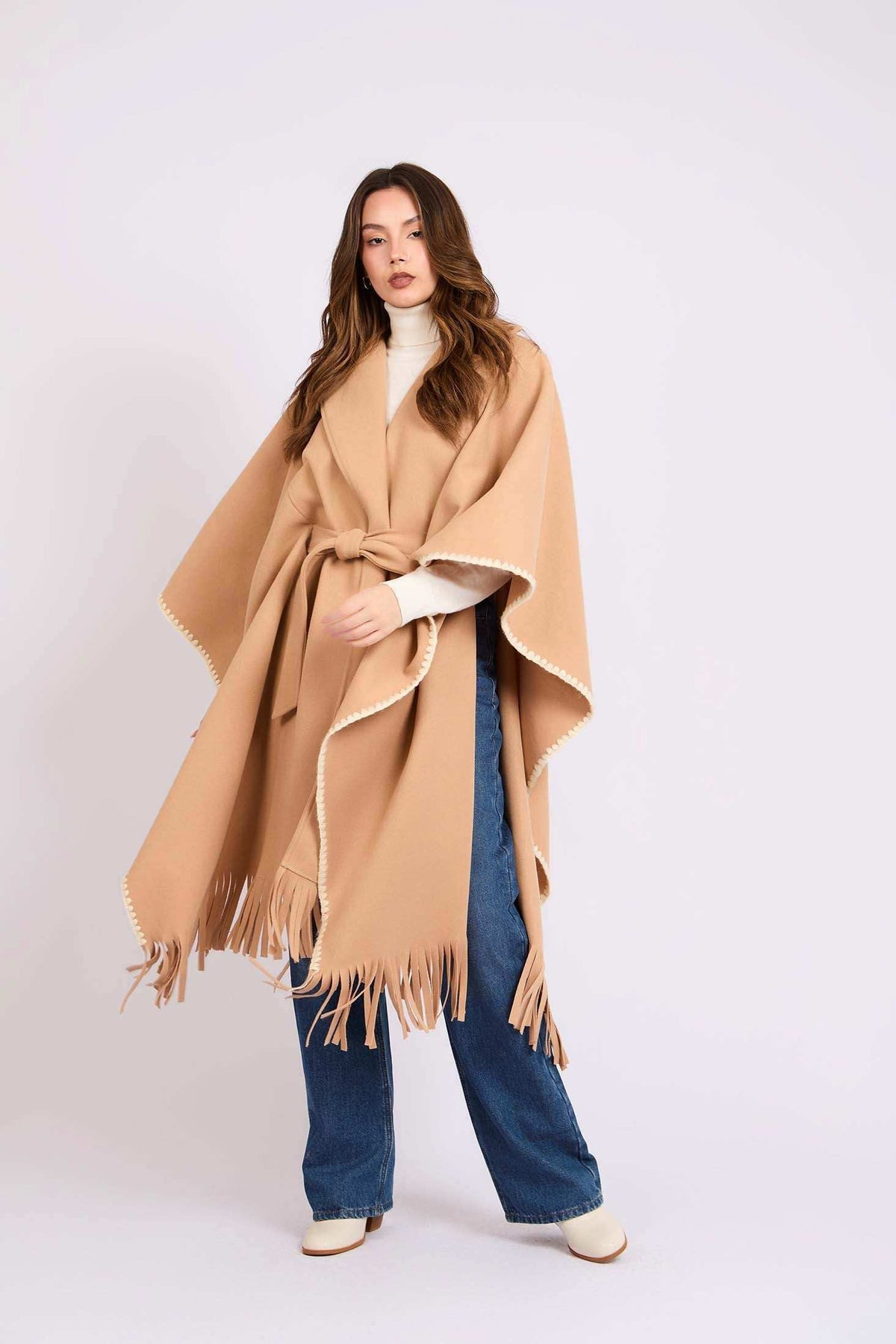 Women Regular Fit Cape Brown