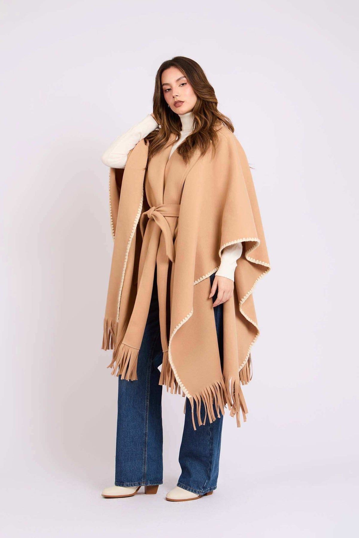 Women Regular Fit Cape Brown