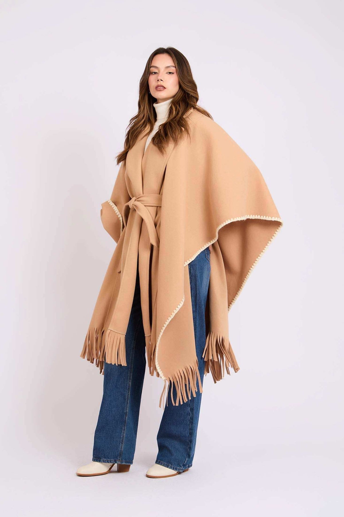 Women Regular Fit Cape Brown