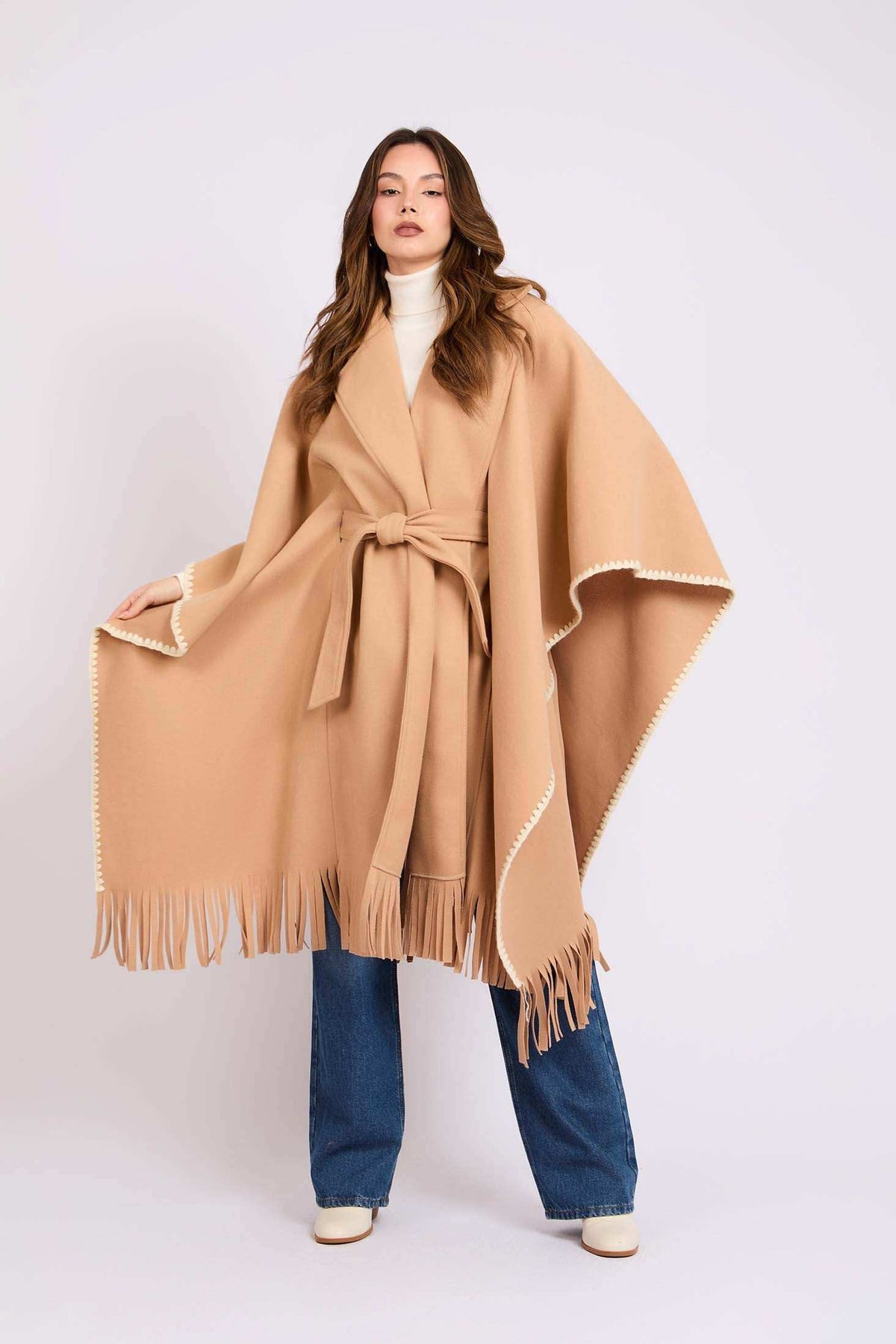 Women Regular Fit Cape Brown