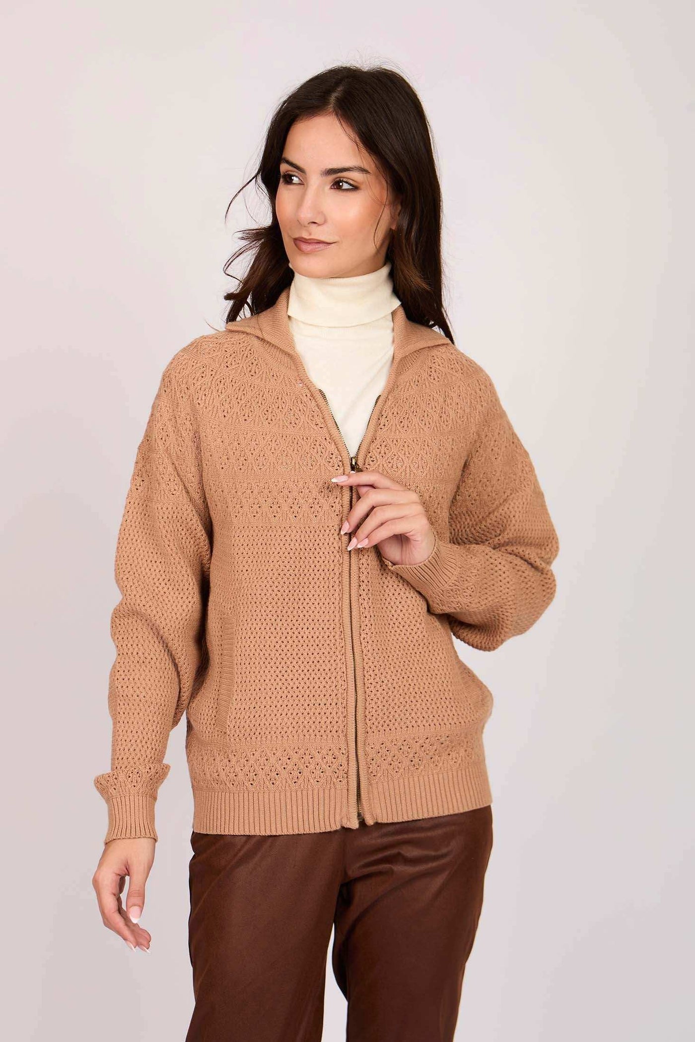 Women Regular Fit Cardigan - Brown