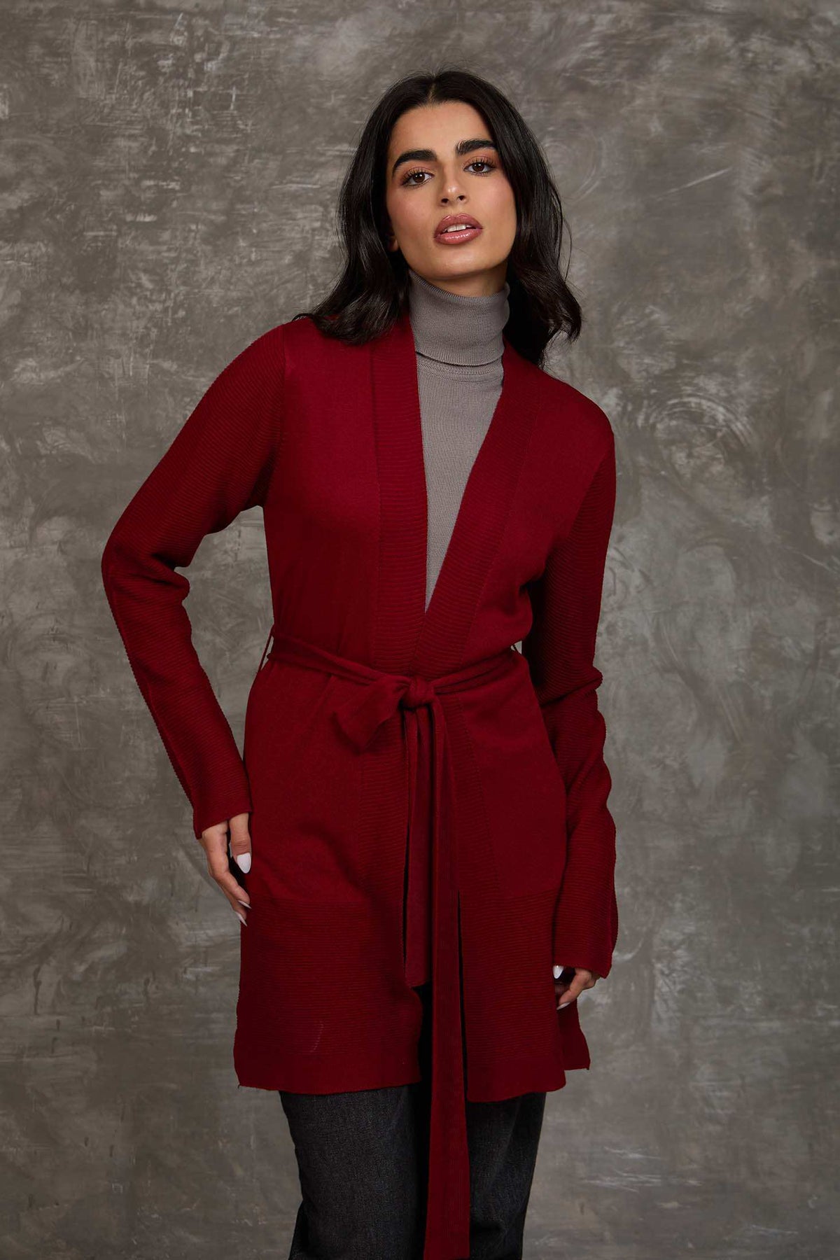Women Regular Fit Cardigan Red