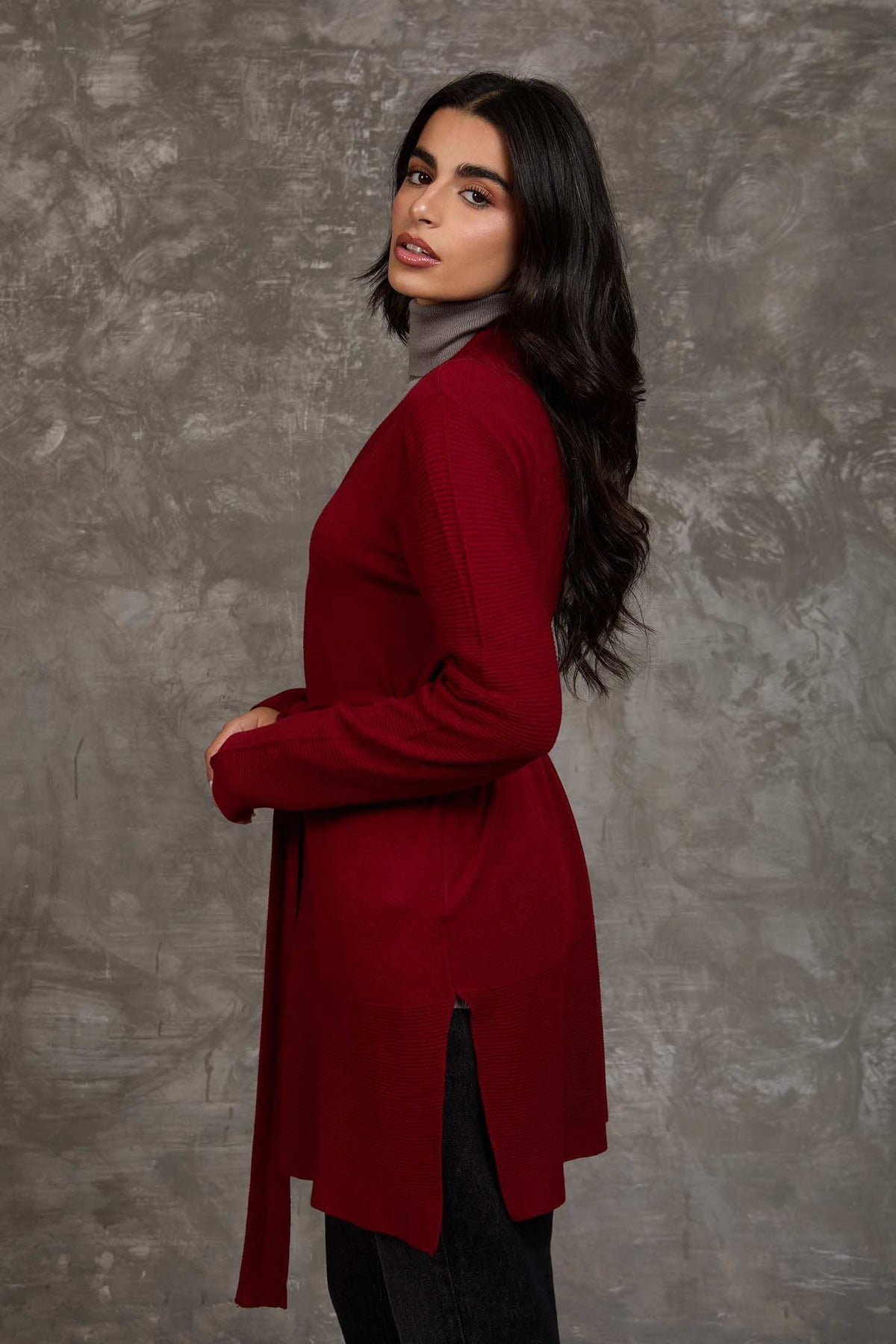 Women Regular Fit Cardigan Red
