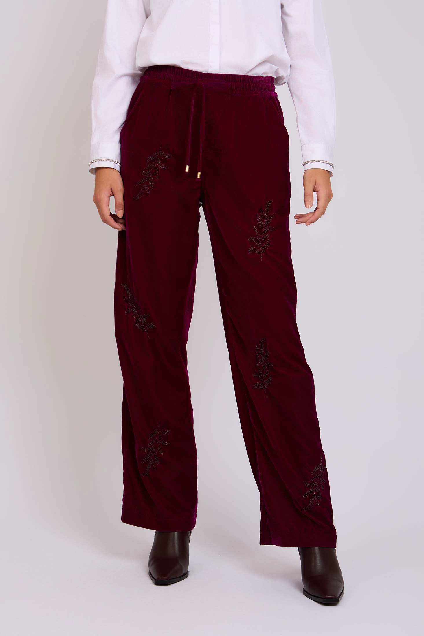 Women Regular Fit Pants Maroon
