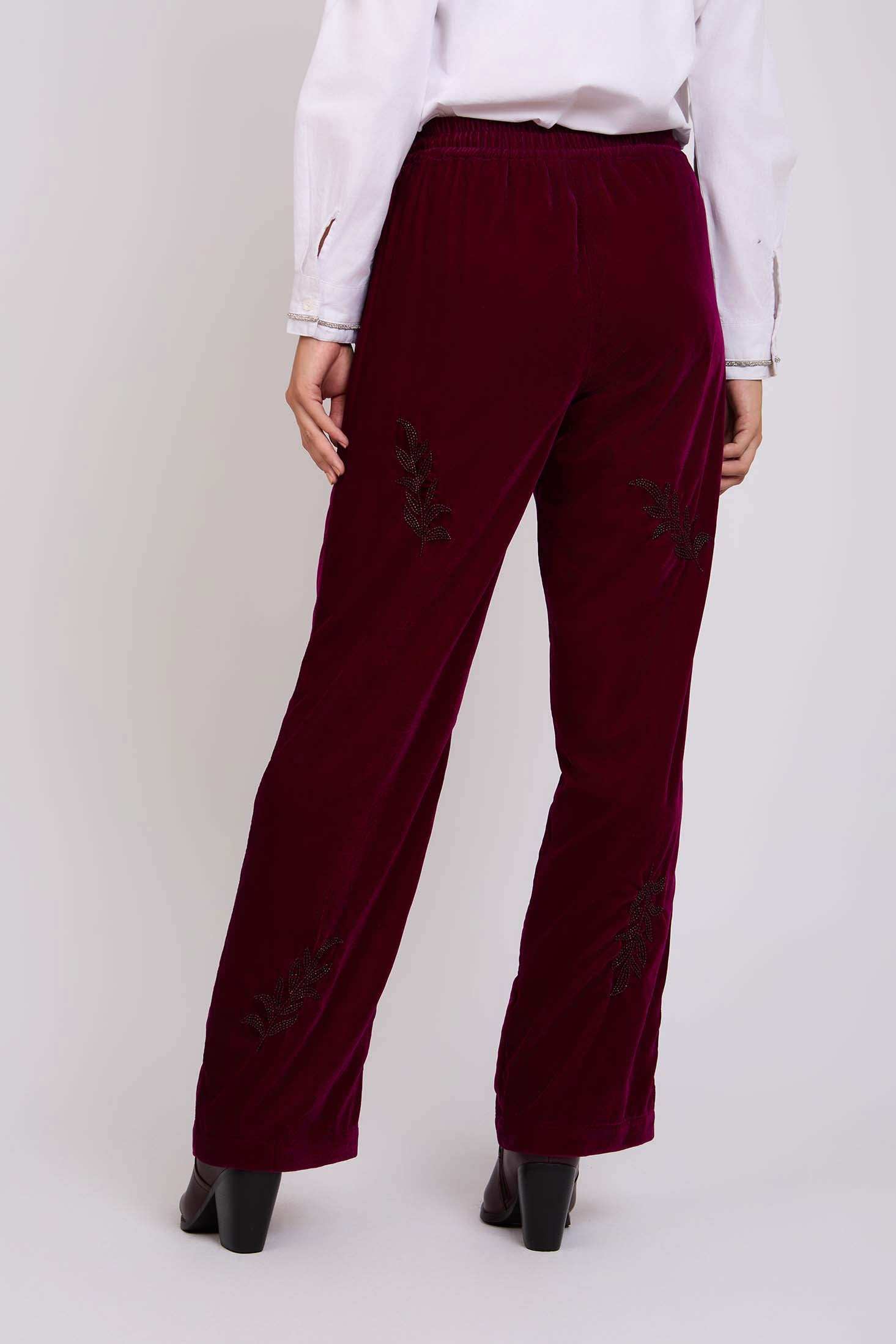 Women Regular Fit Pants Maroon