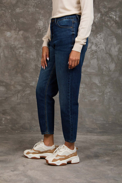 Women Mom Fit Denim - Indigo Wash